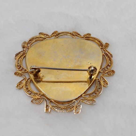 Damascene Triangle Star Medallion Filigree Brooch - Picture 2 of 4